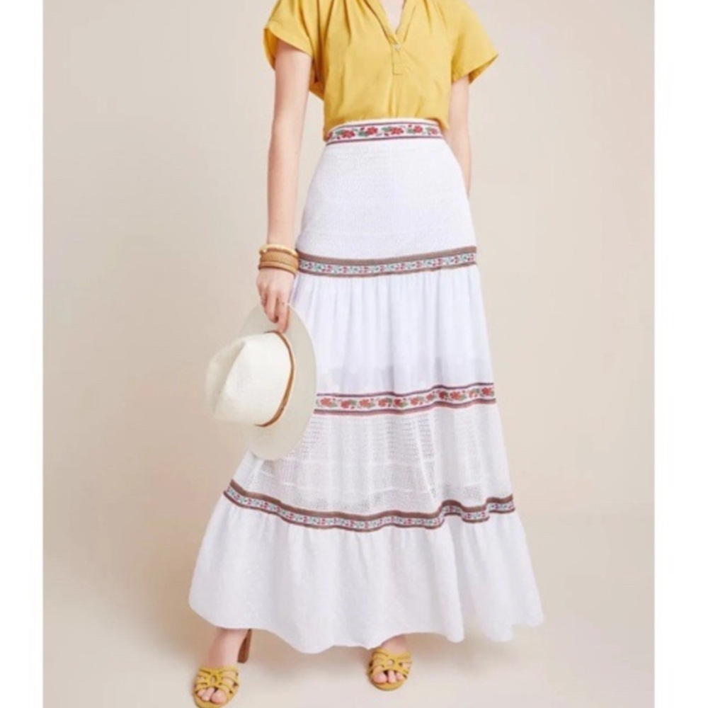 Cecelia Prado for Anthropologie White Lori Maxi Skirt NWT Size Small